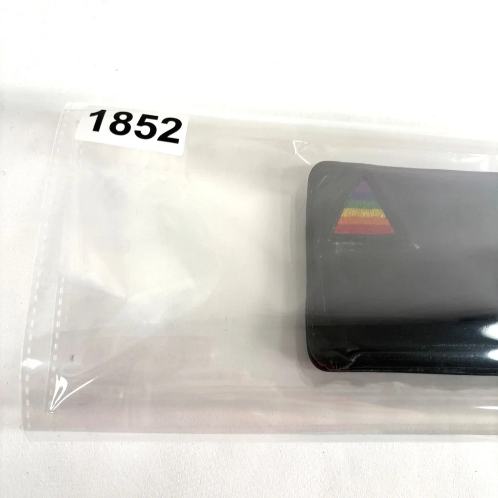 California Women Bifold Wallet Black Leather Rainbow Triangle Patch Vintage